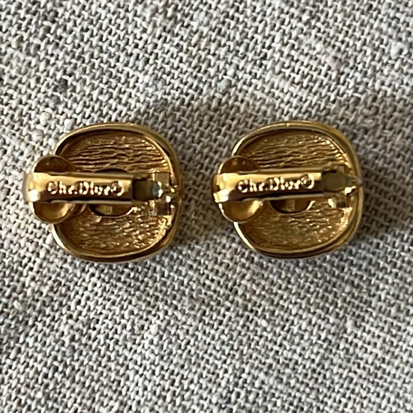 Vintage Christian Dior Purple Square Clip-On Earrings - Picture 2 of 4